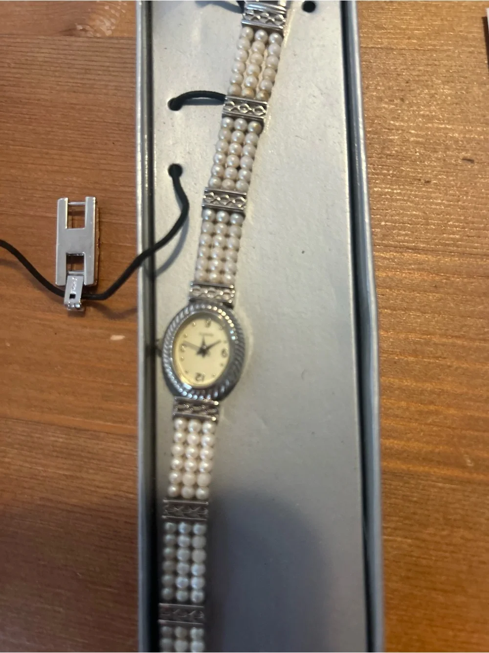 Avon New Pearl-Accent Silver Women's Bracelet Watch